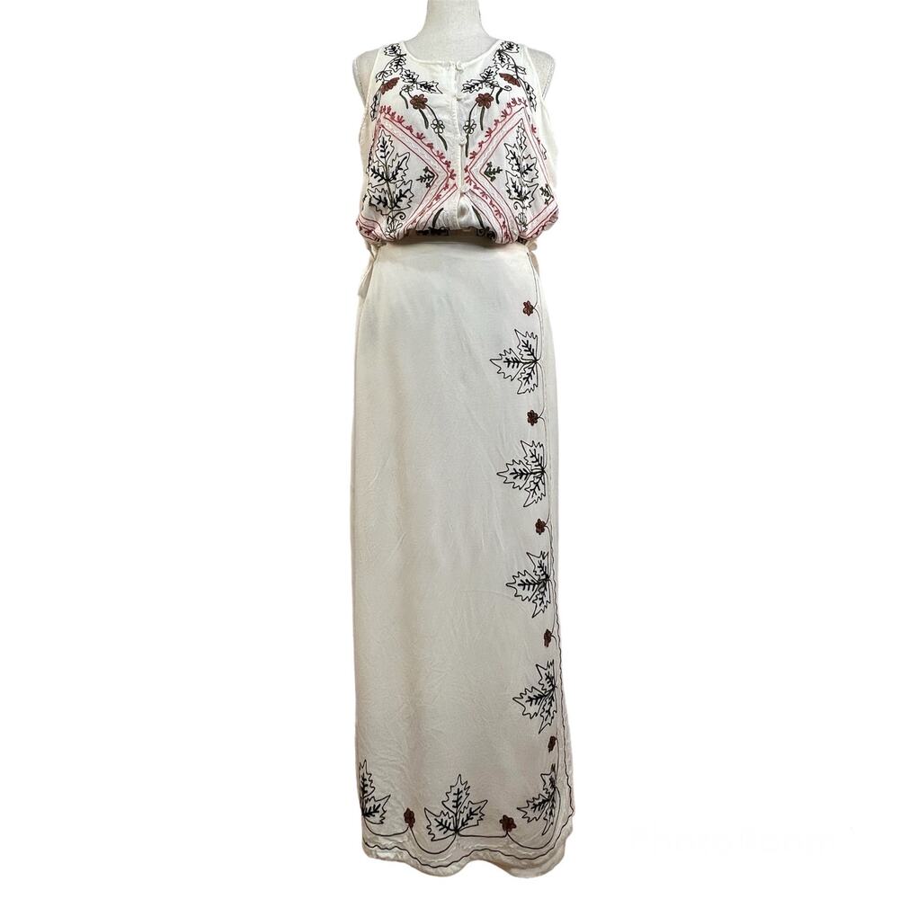 Vintage Crewel Embroidered Skirt Set by Effeci Naturecore Boho Hippie